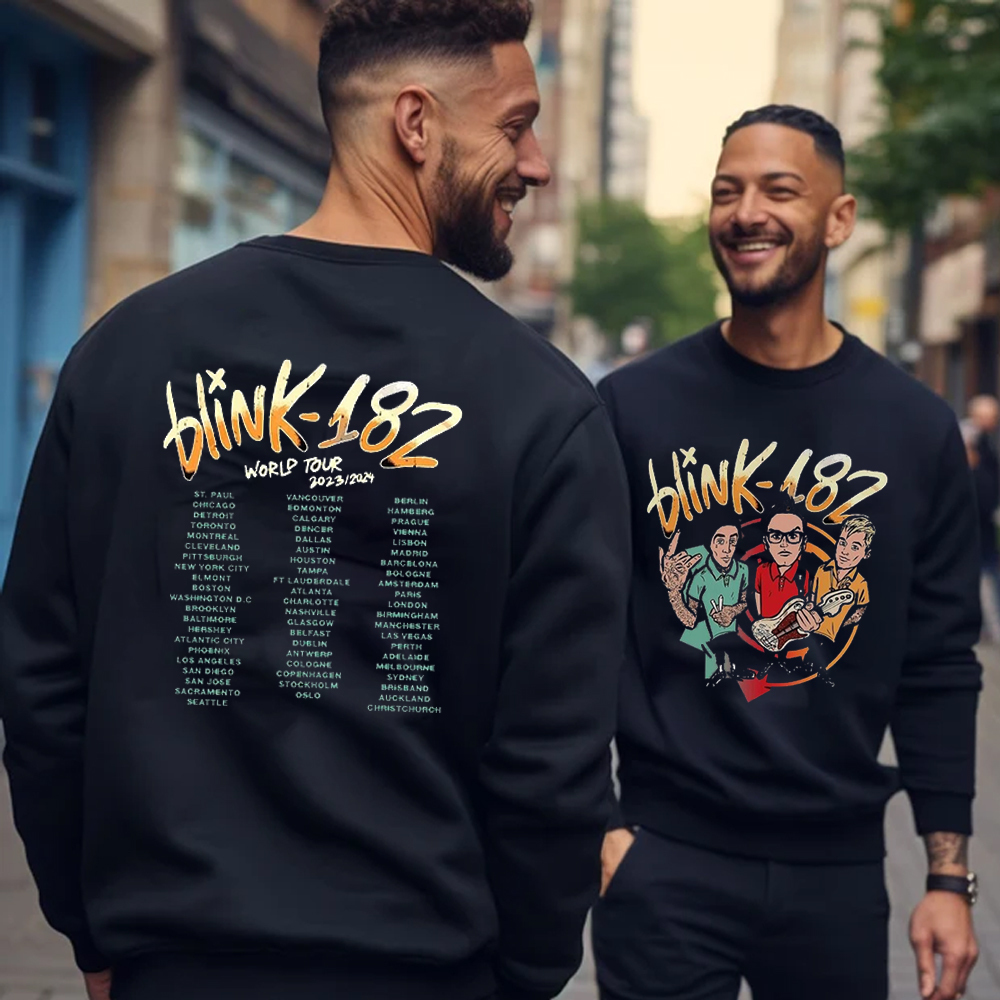 Blink 182 Band World Tour 2023-2024, Blink 182 Tour Sweatshirt 2 Sided